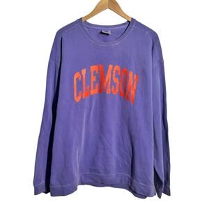 Comfort Colors Clemson Crew Neck Sweatshirt XL Purple Orange Sport Athleisure